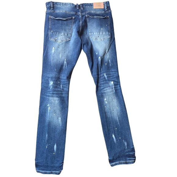 Mens Smoke Rise Distressed Rip and Repair Blue Denim Jeans Size 36/34 - Picture 3 of 7